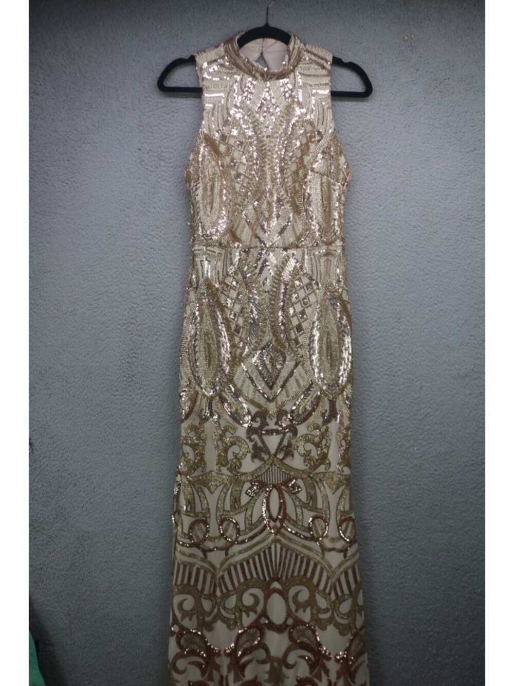 Goddiva‎ London Sleeveless Mesh Allover Sequin Maxi Dress-Size 6-Prom-Event-NWT